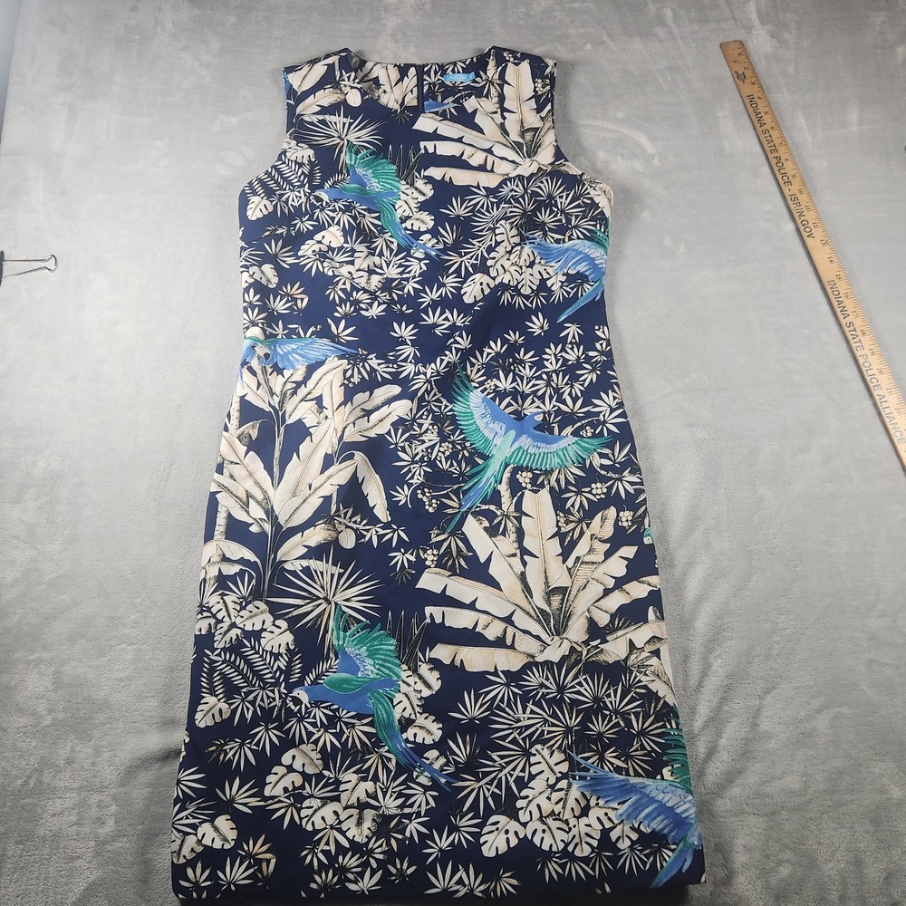 J. McLaughlin Belinda‎ Dress Womens Size 10 Blue Tropical Floral Print Sheath